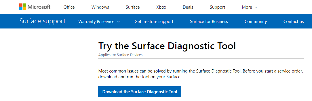 narzędzie diagnostyczne powierzchni - Surface Pro drenaż baterii